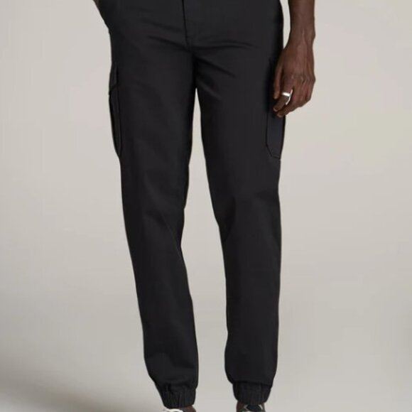 American Tall – Size 28T Black  – TAPERED-FIT Stretch Cotton Cargo Jogg - Picture 2 of 10